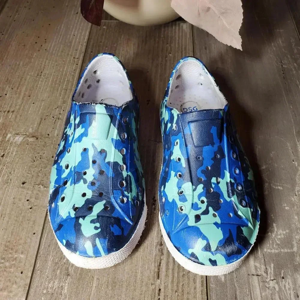 Dick's Sporting Goods DSG Kids Slip On Shoes Blue White Camo Size 8 Toddler Boy